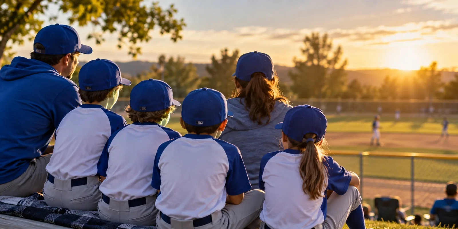 Youth team and supporters at a ballfield